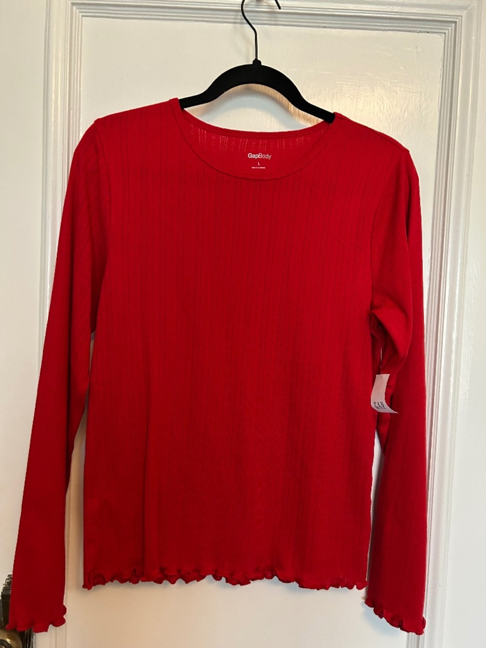 NWT Gap Body Red Long Sleeve Ribbed Pajama Top Size L